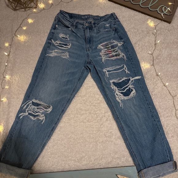 American Eagle Fall Plaid Long Jeans - Picture 1 of 4